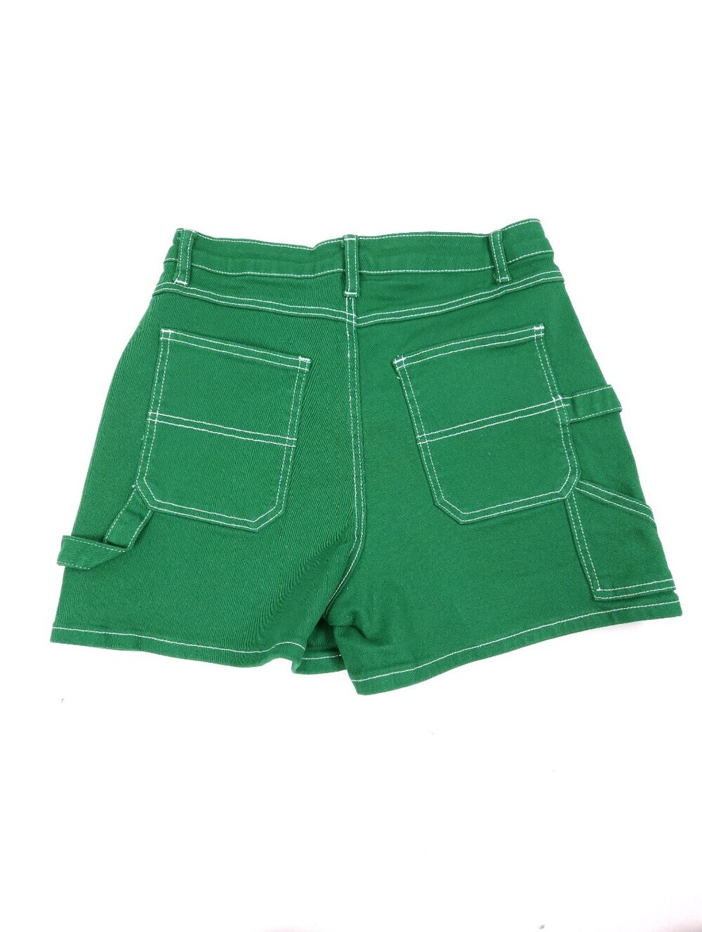 American Bazi Kelly Green Cotton Stretch Mini Carpenter Shorts Women's M 26"